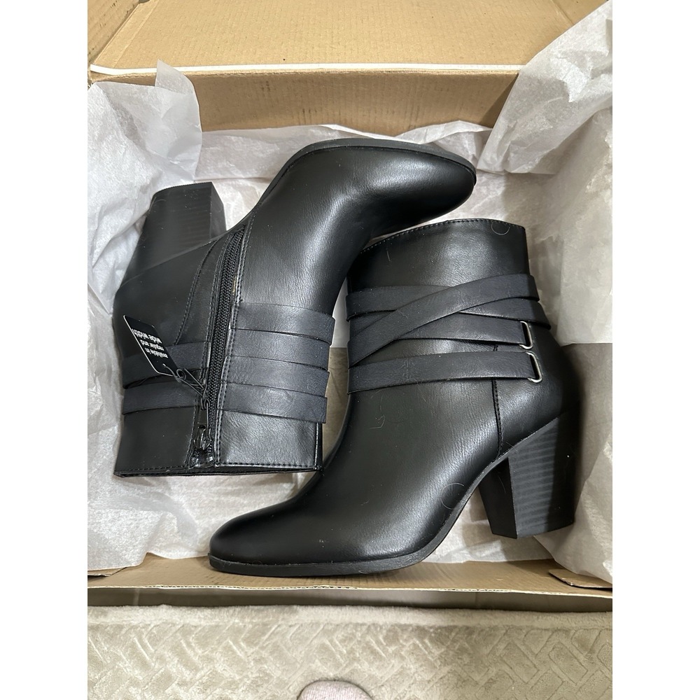 a.n.a. Women's Black Ankle Boots With Strap Detail New size 8M